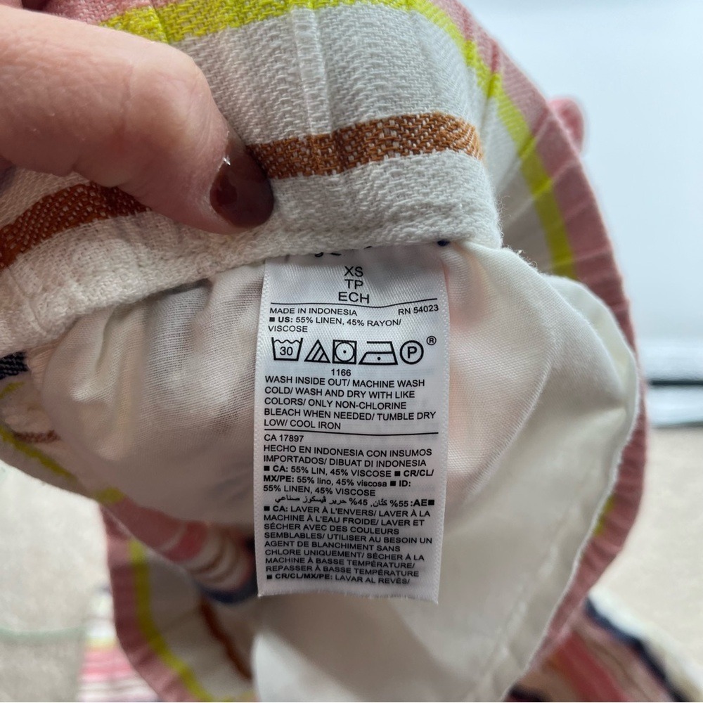 ⭐️3 for $30Old Navy Pink Striped Wide Leg Drawstring Linen Blend Pants Womens XS - Picture 11 of 11